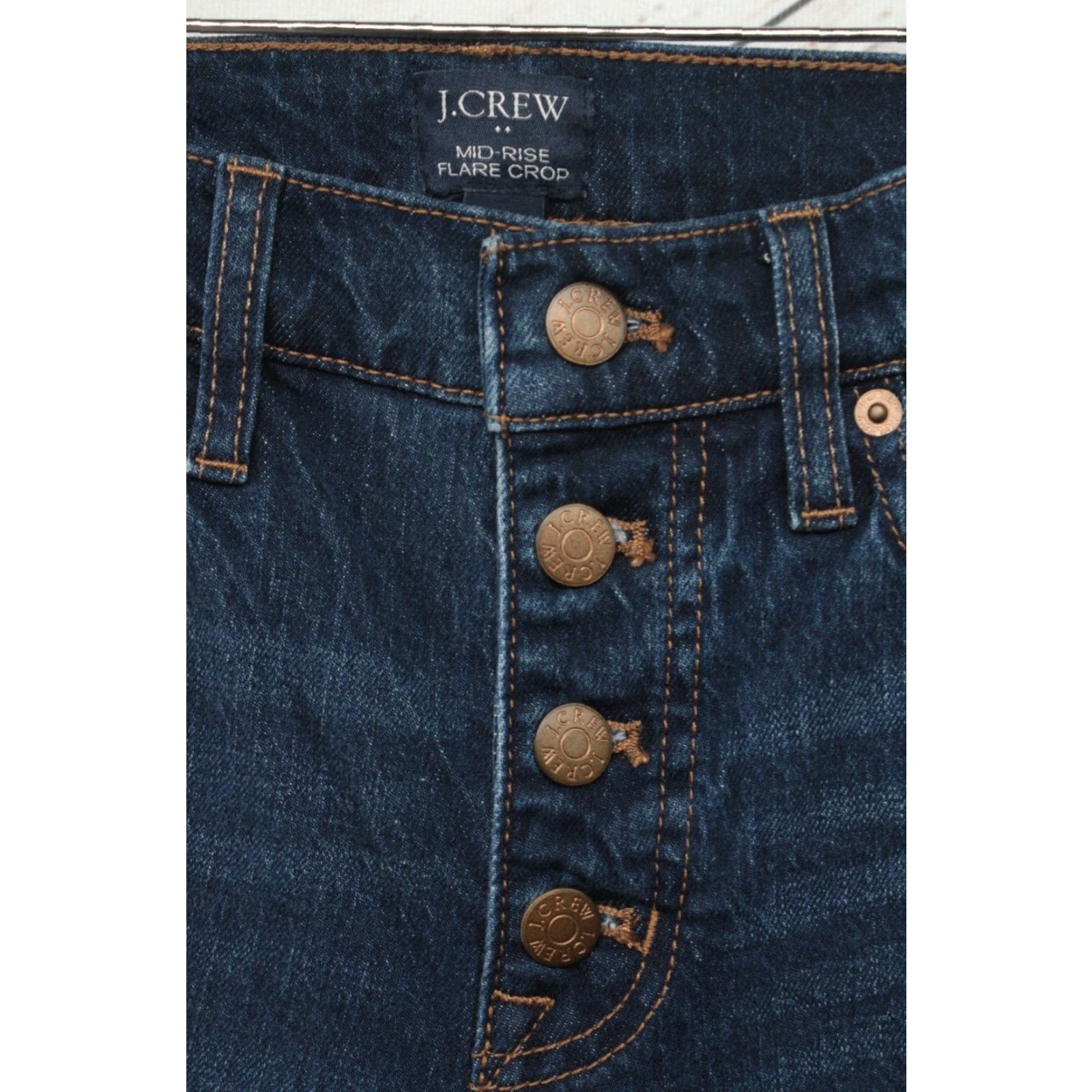 J.Crew NWT J.CREW Jeans Women's 26 Blue Mid Rise Flare Crop Denim Stretch Button Fly Cropped 5-Pocket Size 26" / US 2 / IT 38 - 6 Thumbnail