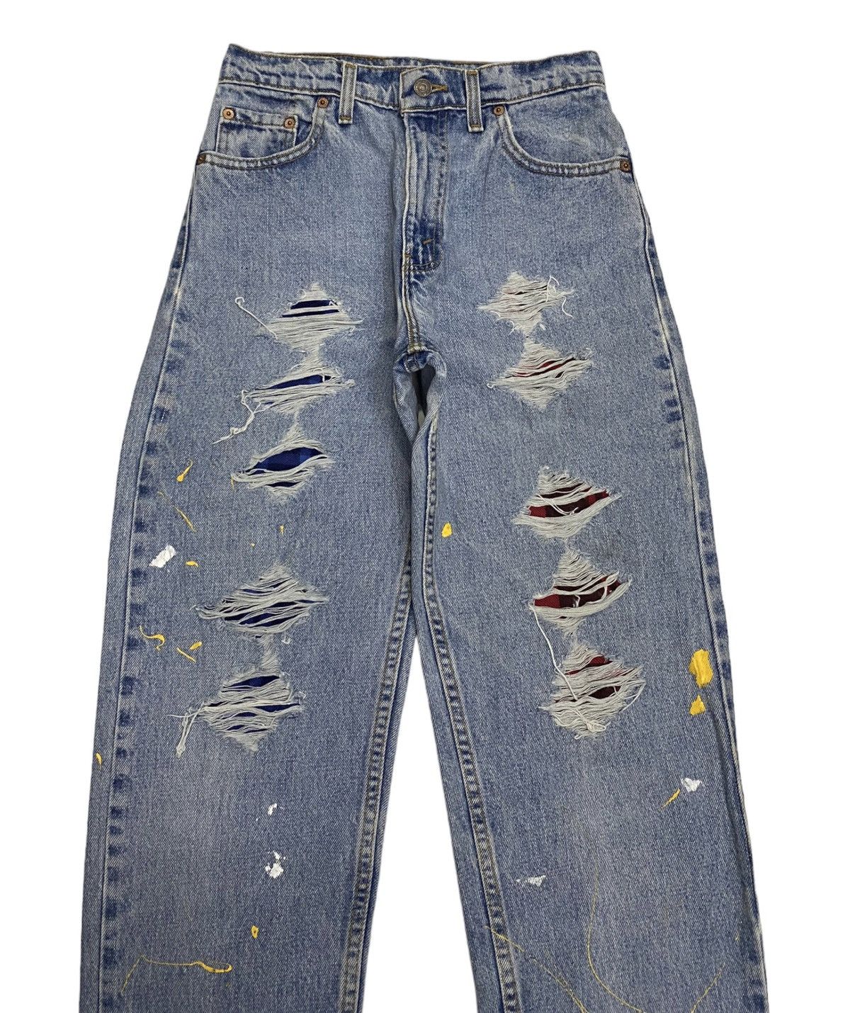 LEVIS 550 PAINTER BAGGY DENIM DISTRESSED TAPERED LEG