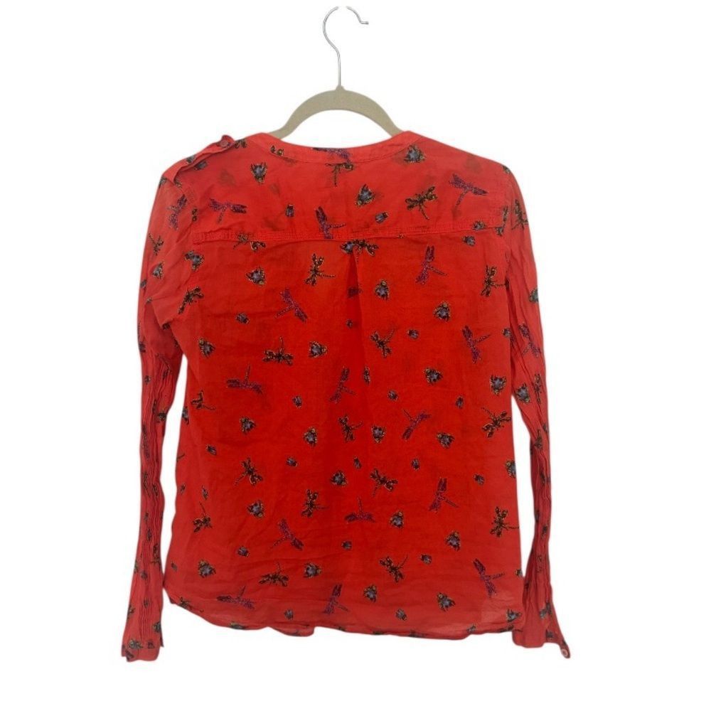 Other 0039 Italy Women’s Orange Button Down Blouse Size M | Insect Size M / US 6-8 / IT 42-44 - 3 Thumbnail