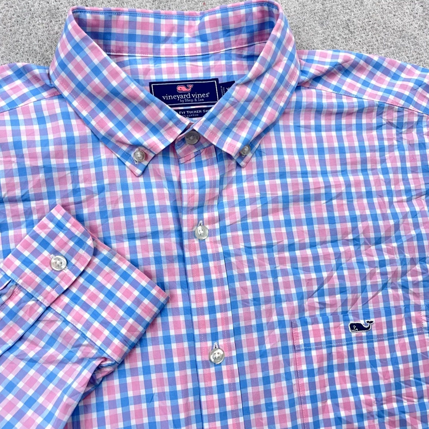 Vineyard Vines Vineyard Vines Shirt Men Medium Blue Pink Plaid Classic Fit Tucker Button Up Size US M / EU 48-50 / 2 - 4 Thumbnail