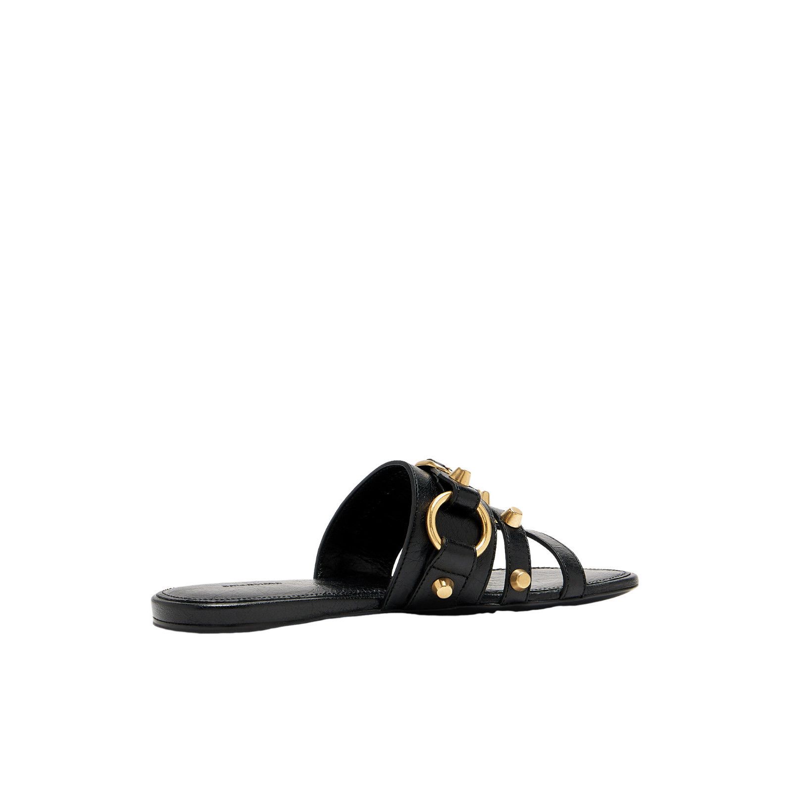 BALENCIAGA City $925 Women's Black/Gold Leather Mule Flats N