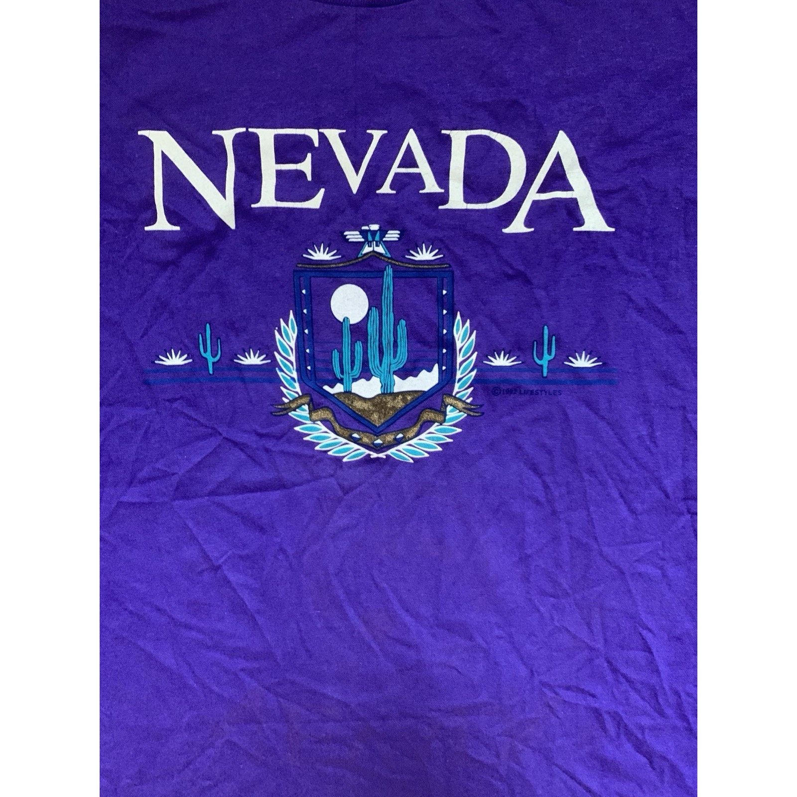 Hanes Vtg 1992 Purple Western Nevada Tee Size Large Size US L / EU 52-54 / 3 - 2 Thumbnail