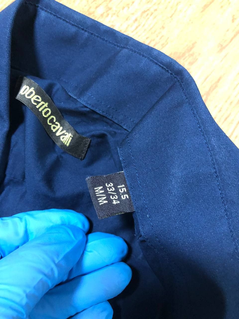 Roberto Cavalli Roberto Cavalli Navy Blue Cotton Dress Formal Shirt Size US M / EU 48-50 / 2 - 7 Thumbnail