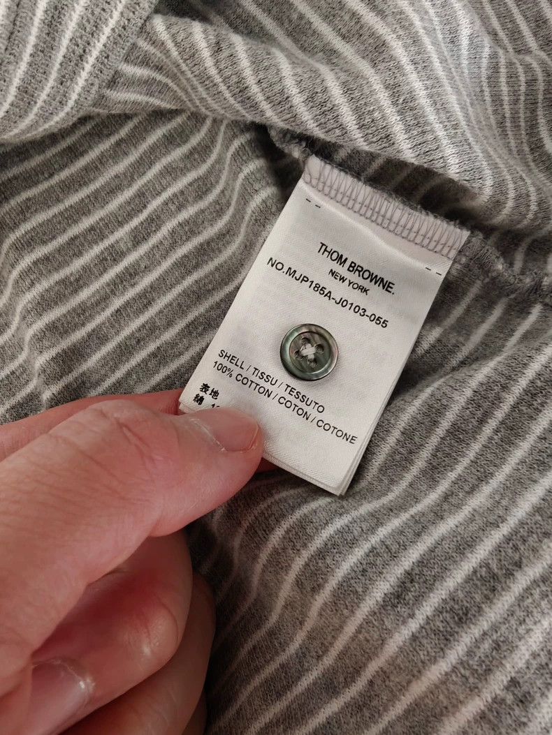 Thom Browne Thom Browne Gray striped polo Size US L / EU 52-54 / 3 - 5 Thumbnail