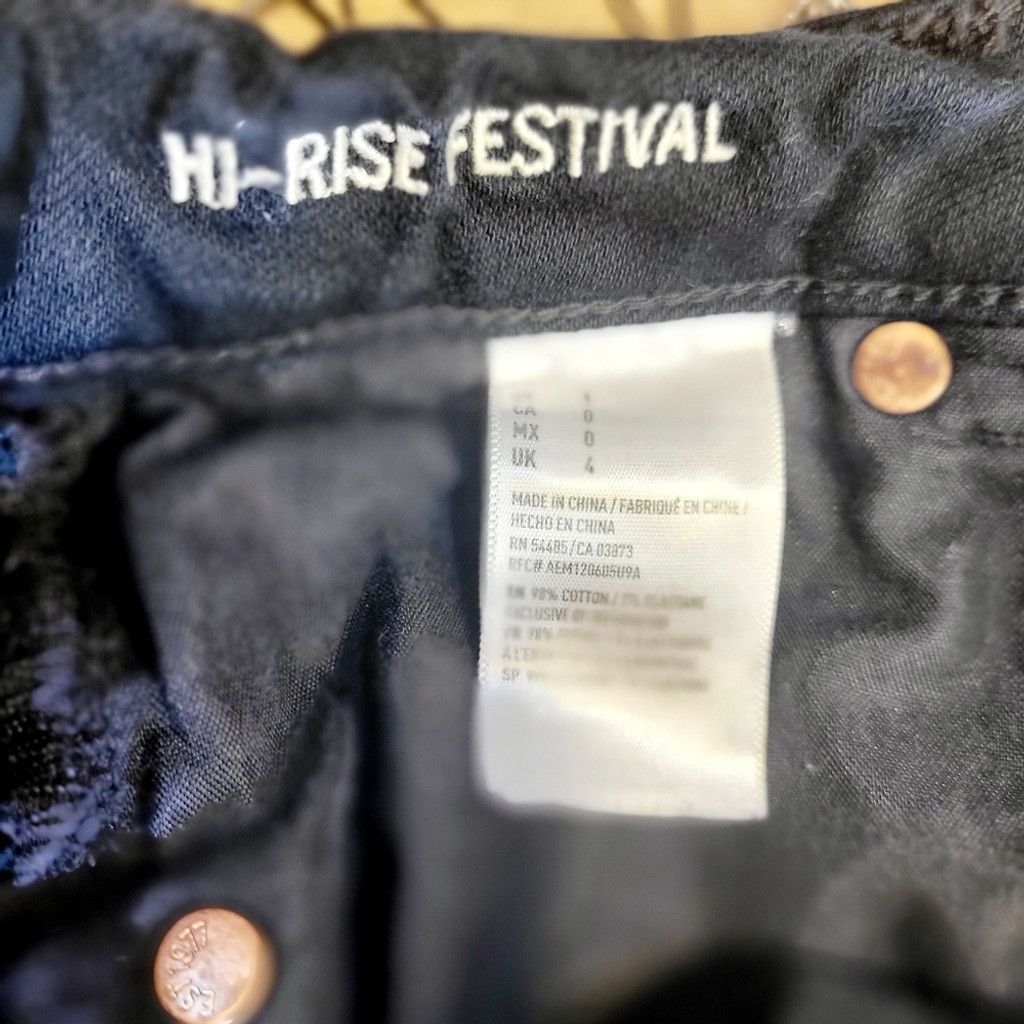 American Eagle Outfitters American Eagle Black Hi Rise Festival Denim Shorts Size 0 Size 25" / US 0 / IT 36 - 7 Thumbnail