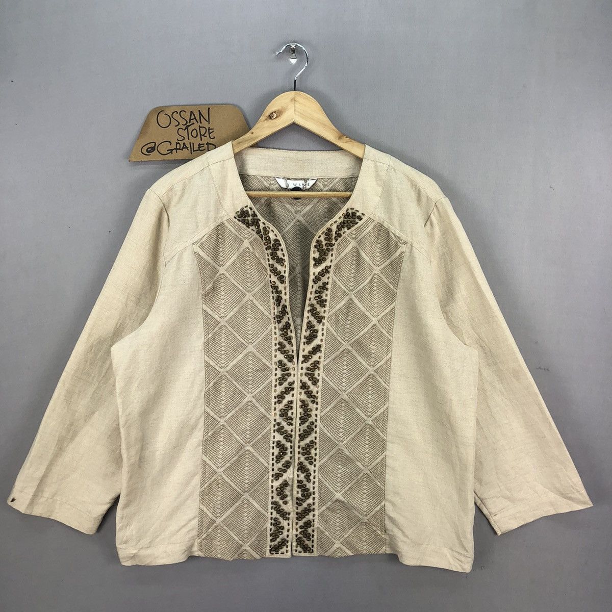 Japanese Brand Japanese Brand W.Lane Linen Beads Kimono Cardigan Size L / US 10 / IT 46 - 1 Thumbnail