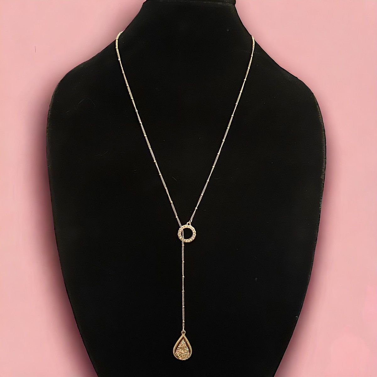 Other Gold tone druzy teardrop lariat necklace Size ONE SIZE - 1 Thumbnail