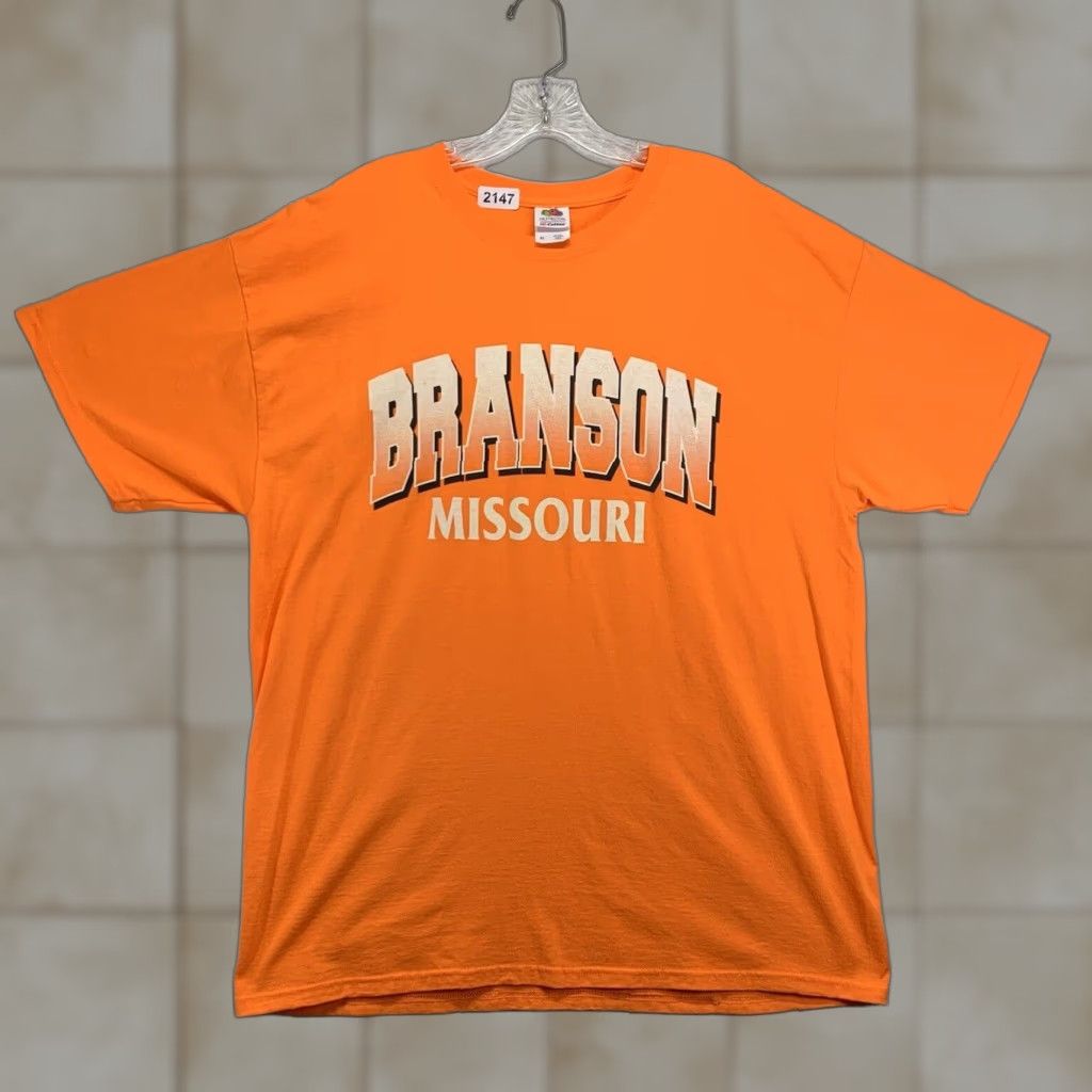 Fruit Of The Loom Fruit of the Loom Branson Missouri T-Shirt XL Bright Orange 90s Cowboy Music Travel Mens Size US XL / EU 56 / 4 - 1 Thumbnail