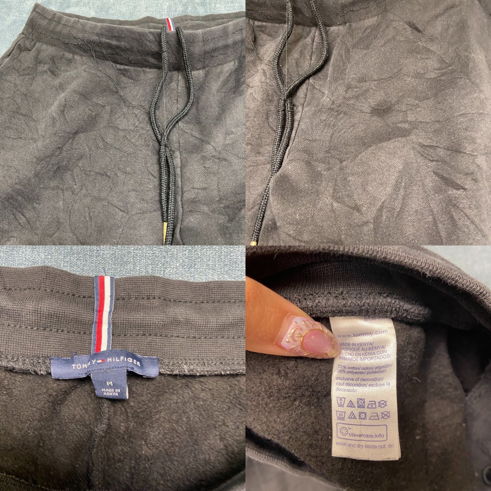 Tommy Hilfiger Tommy Hilfiger Sweatpants Mens M Black Cotton Drawstring Tapered Dark Wash Casual Pants Size US 31 - 8 Thumbnail