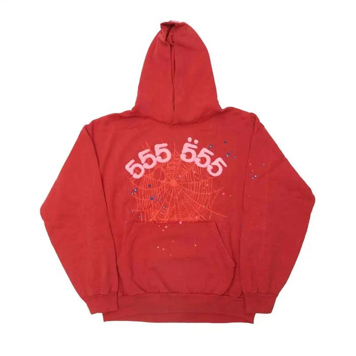 Spider Worldwide Sp5der Worldwide Red Angel Number 555 Hoodie Grailed