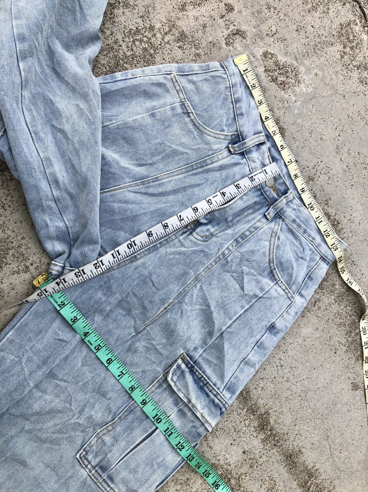 Hypebeast BAGGY⚡️⚡️LITE BLUE CARGO SIX POCKET JEANS Size US 28 / EU 44 - 8 Thumbnail