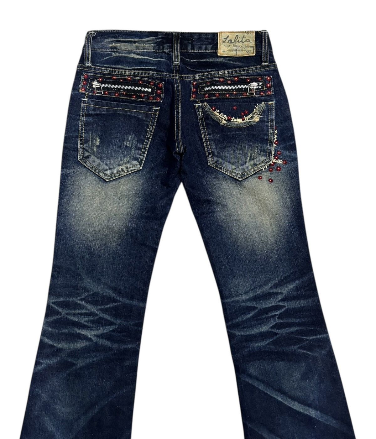 If Six Was Nine × Le Grande Bleu (L.G.B.) × Tornado Mart Lolita Exotic Vintage Denim Flared Jeans By Concert Club Size 30" / US 8 / IT 44 - 4 Thumbnail
