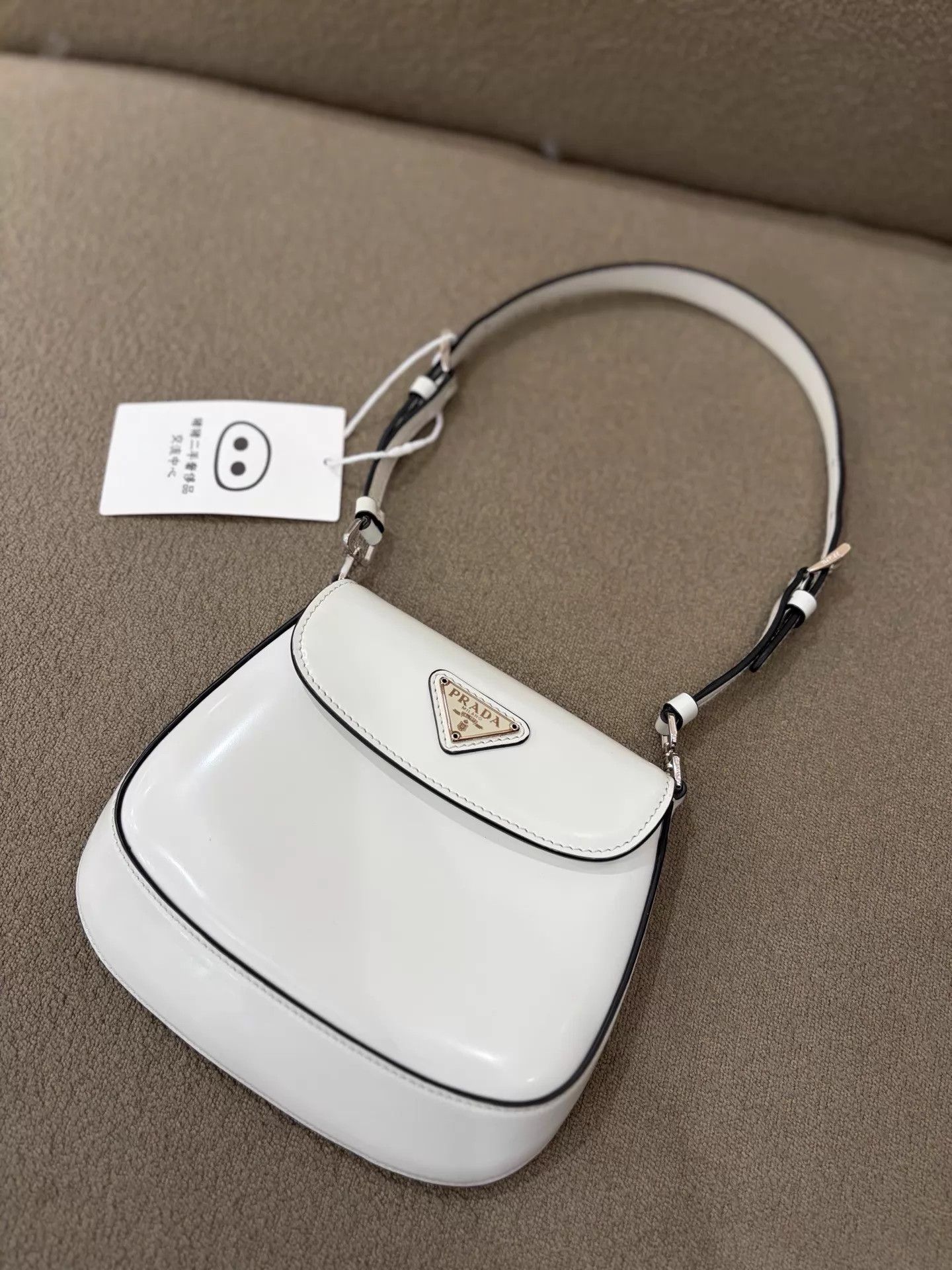 Prada Prada Mini Cleo Cream White Silver Buckle Armpit Bag Size ONE SIZE - 2 Thumbnail
