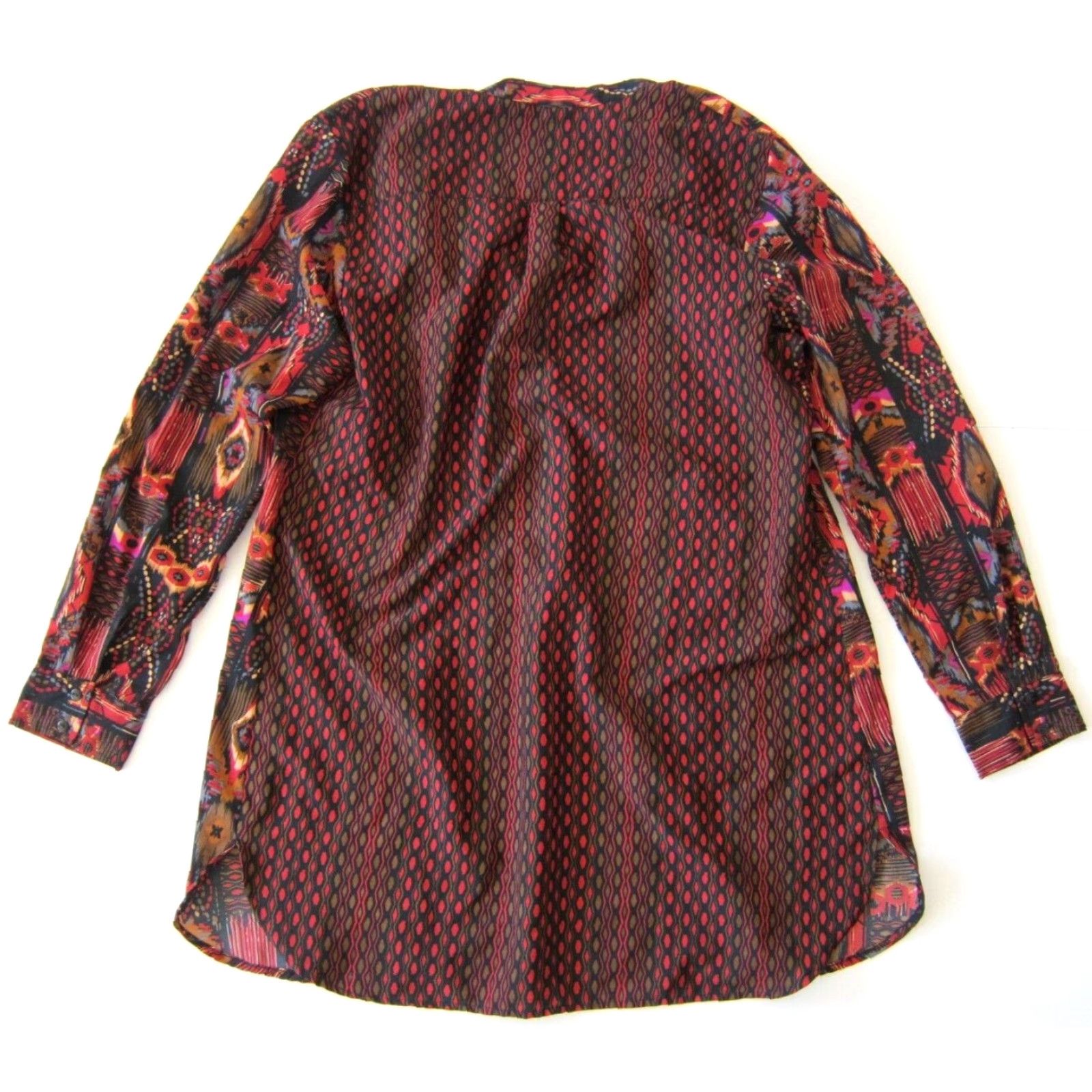 Soft Surroundings Soft Surroundings Geometric Long Sleeve V-Neck Blouse L Adults Womens Red Shirt Size L / US 10 / IT 46 - 2 Thumbnail