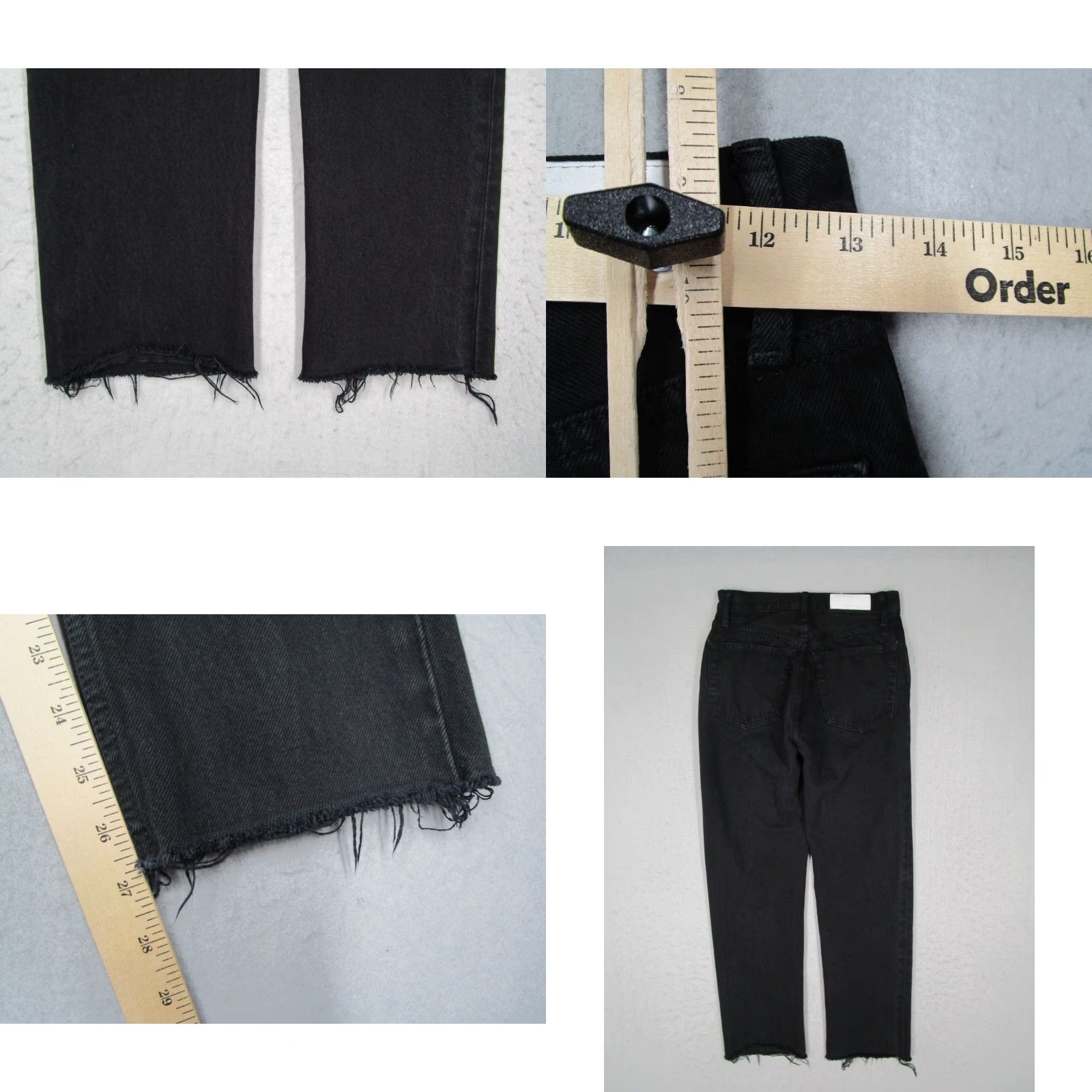 RE/DONE RE/DONE Jeans Women 24 Black Stove Pipe Button Fly Cropped Denim 27 Inseam 5-Pocket Stretch Size 42" / US 20 - 8 Thumbnail