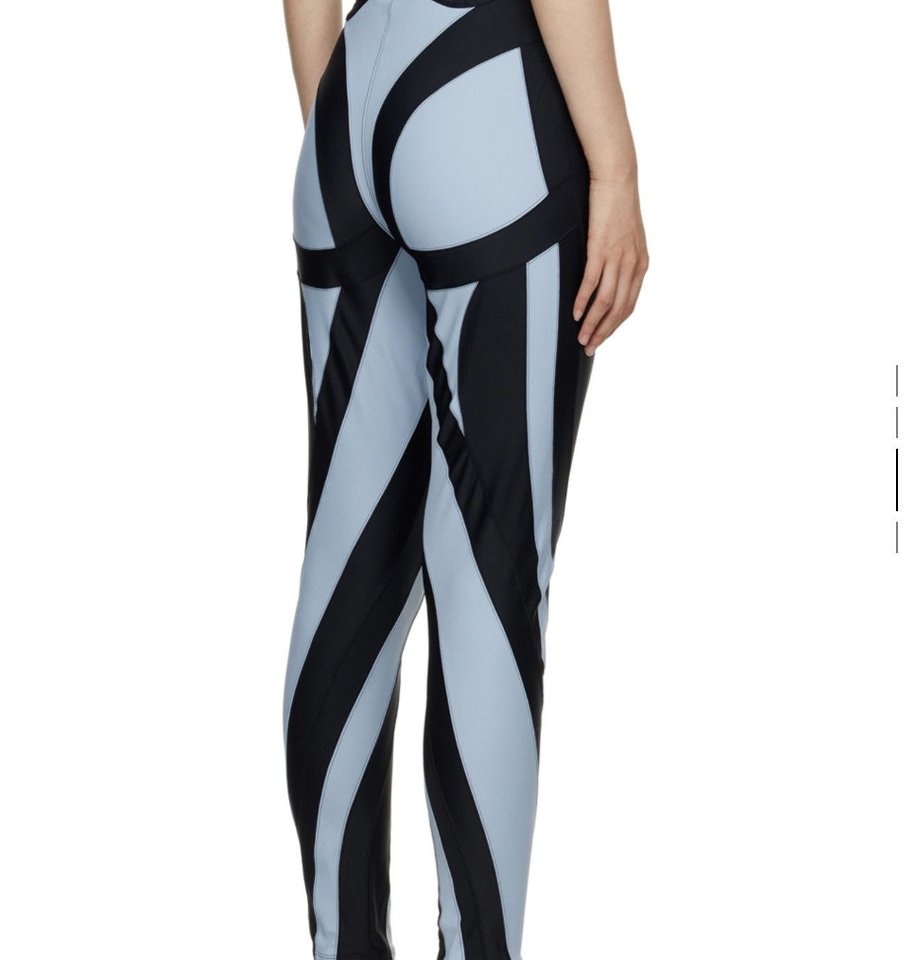 Mugler MUGLER Blue & Black Spiral Leggings Size 30" / US 8 / IT 44 - 2 Thumbnail