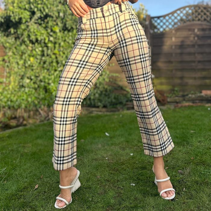 Burberry vintage best sale check trousers