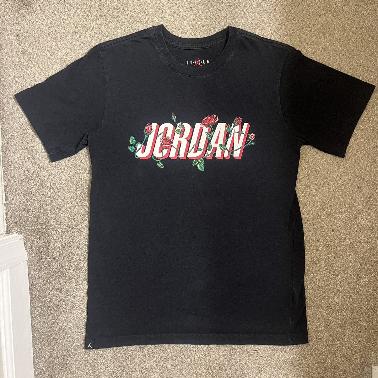 Other Black with red and white fonts with roses T shirt Size US S / EU 44-46 / 1 - 1 Thumbnail