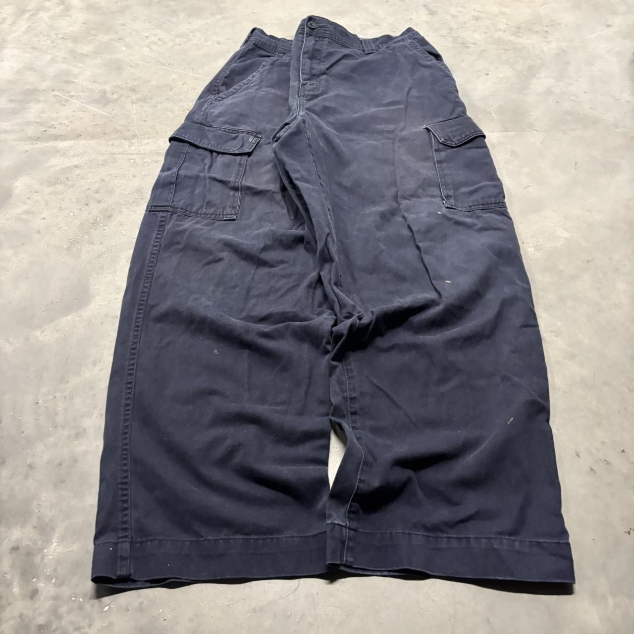 Japanese Brand × Vintage Crazy Vintage Y2K/2000s Baggy Navy Blue Streetwear Skater Style Cargo Pants! Size US 40 / EU 56 - 3 Thumbnail
