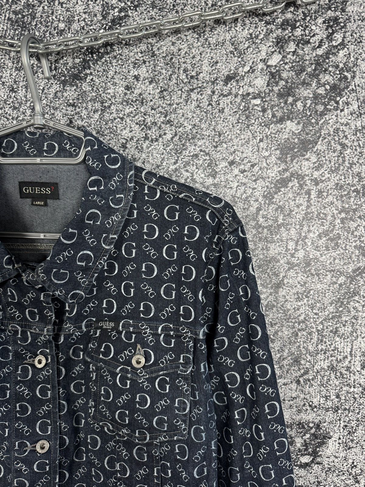 Guess GUESS Vintage Denim Jacket Monogram Logo Italy Size L Size L / US 10 / IT 46 - 2 Thumbnail