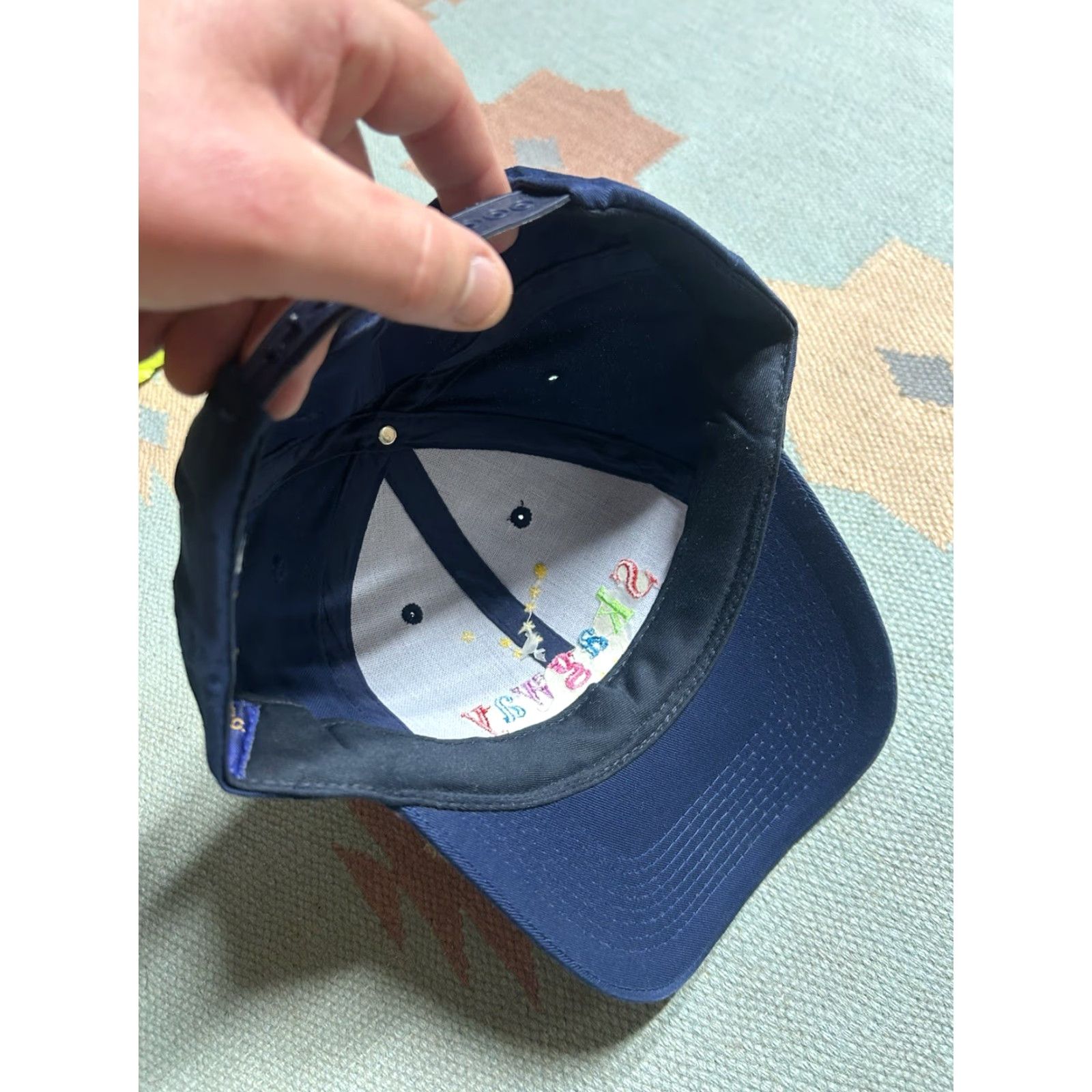 Rainbow VINTAGE Rainbow SnapBack Hat Cap Skagway Alaska Flag Big Dipper Stars Navy Blue Rainbow Men Adjustable Cap Size ONE SIZE - 6 Thumbnail