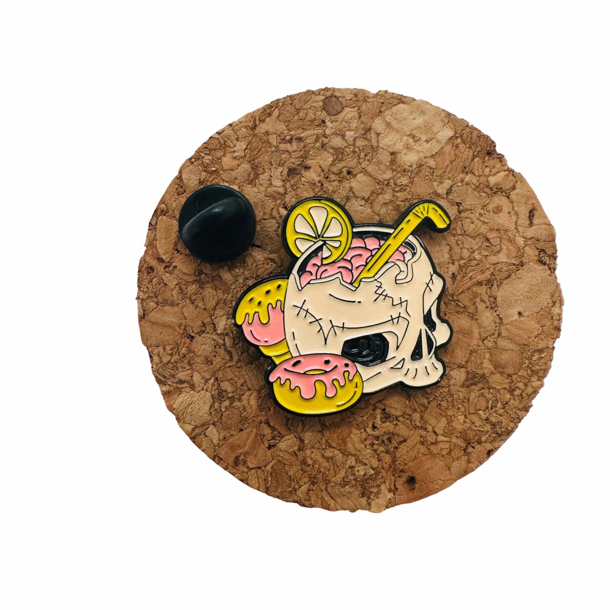 Other ☀️Oz Enamel Pin Pink Skull Drinking Cocktail Drink Goth Punk Size ONE SIZE - 2 Thumbnail