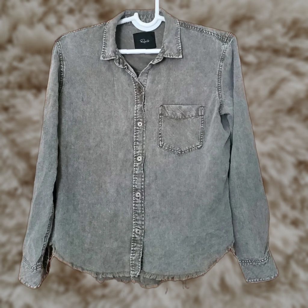 Rails Ingrid acid wash button down shirt Forest Grayish Black S Women's Small