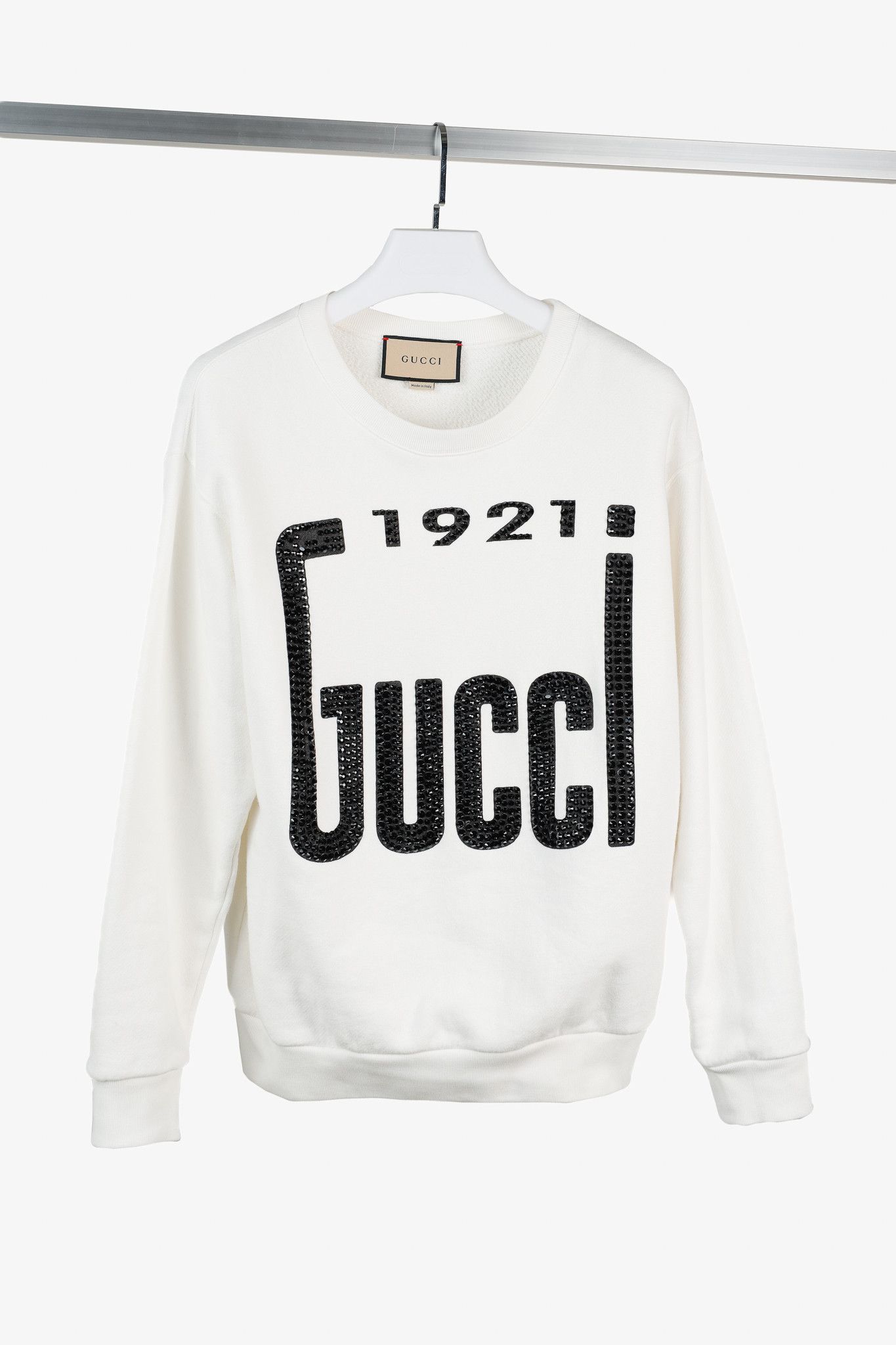 Gucci Gucci 1921 White Cotton French-Terry Crystal-Logo Sweatshirt Size XS / US 0-2 / IT 36-38 - 1 Thumbnail