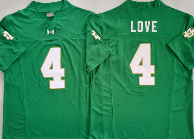 Other Men's Notre Dame Fighting Irish #4 Jeremiyah Love Green 2024 Size US XL / EU 56 / 4 - 1 Thumbnail