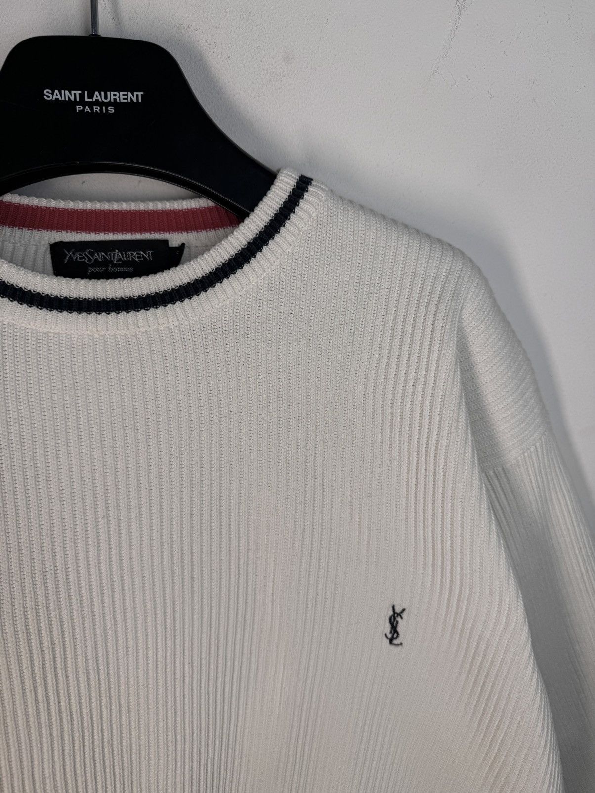 Yves Saint Laurent 90s YSL Sweater Knit White Yves Saint Laurent Vintage Size US S / EU 44-46 / 1 - 1 Thumbnail