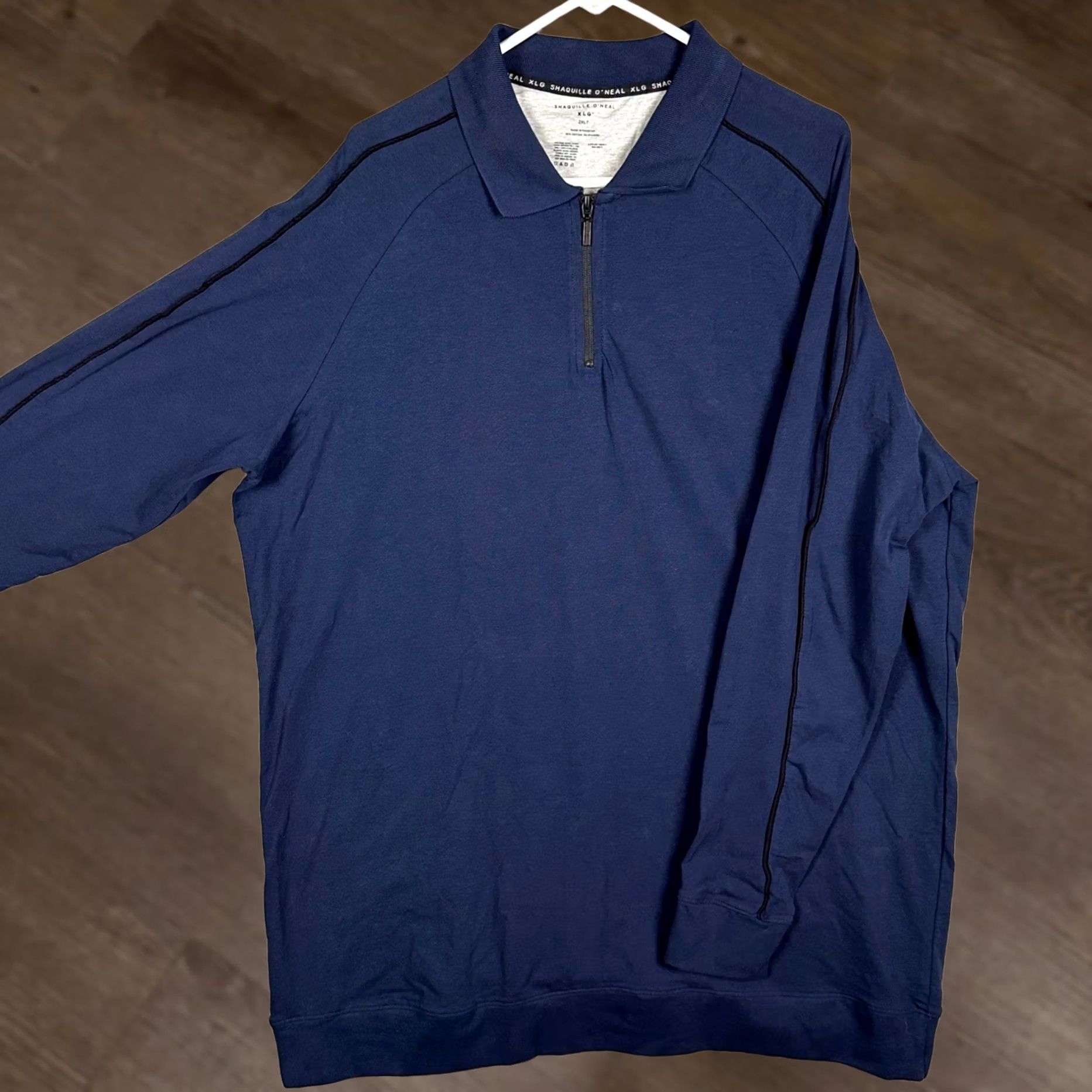 Vintage Shaquille O'Neal XLG Polo Shirt Mens 2XLT Blue Solid Long Sleeve 1/4 Zip Casual Business Baggy & Tall Mens Size US XXL / EU 58 / 5 - 1 Thumbnail