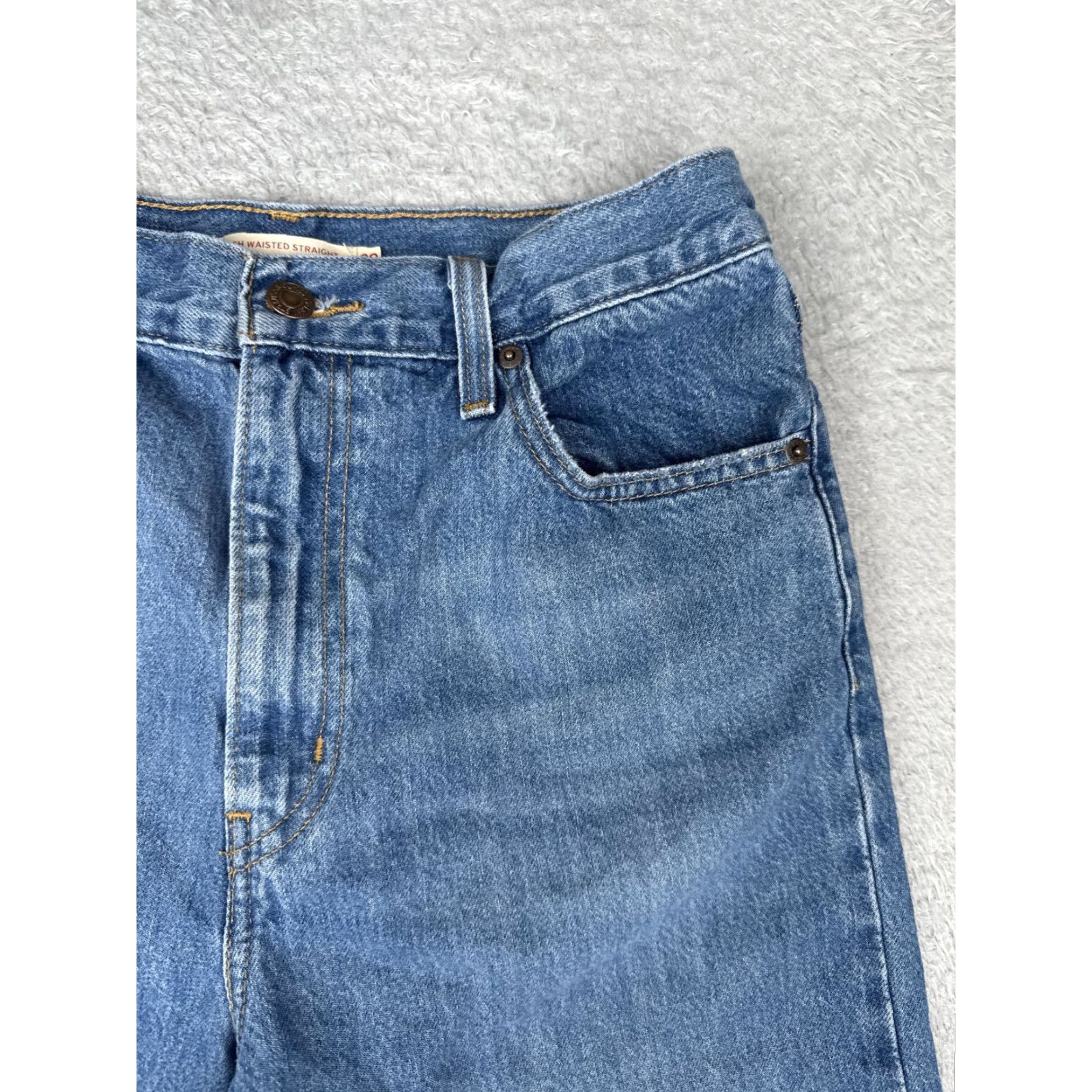 Levi's VINTAGE Levis High Waisted Straight Shorts Womens 29 Blue Cutoff Jorts Raw Hem Baggy Size 29" - 5 Thumbnail
