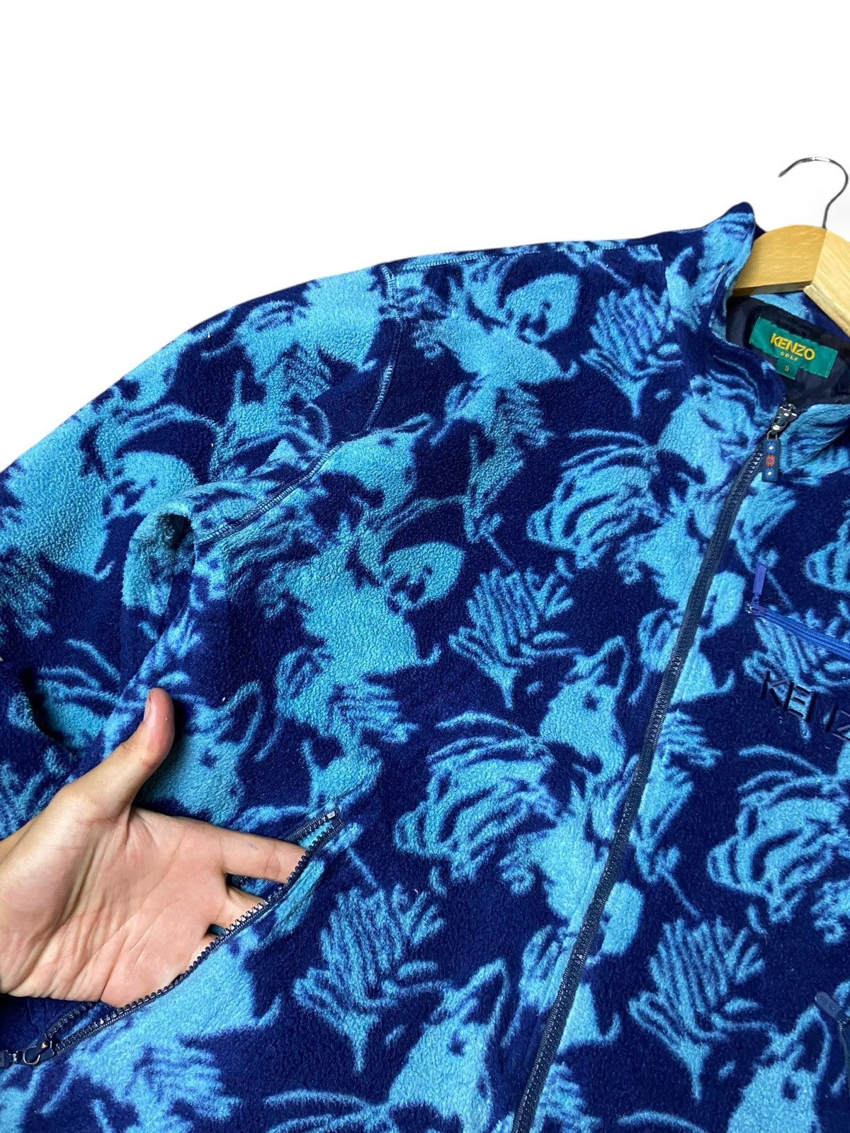 Japanese Brand × Kenzo × Vintage KENZO GOLF Fish Patterned Fleece Jacket (132) Size US S / EU 44-46 / 1 - 5 Thumbnail