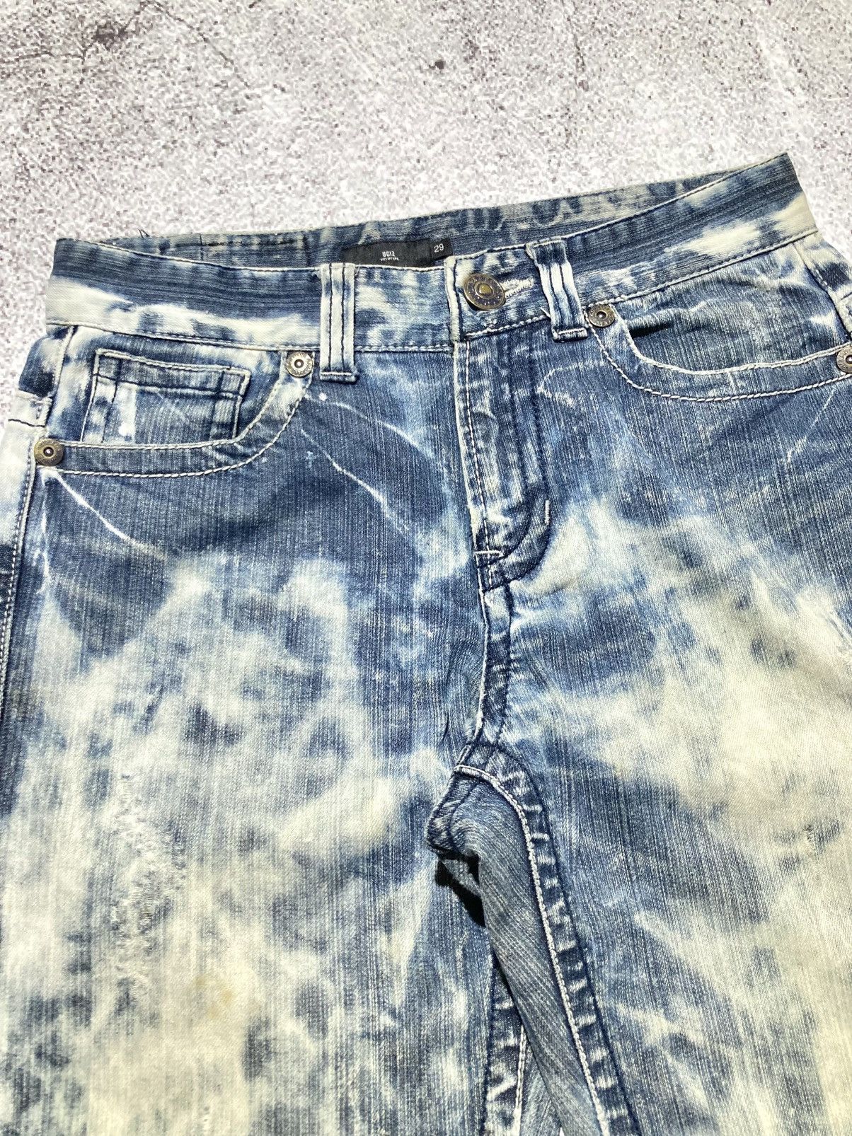 Japanese Brand 2000s Ugiz Distressed Ripped Acid Wash Denim Tornado Style Size US 29 - 8 Thumbnail