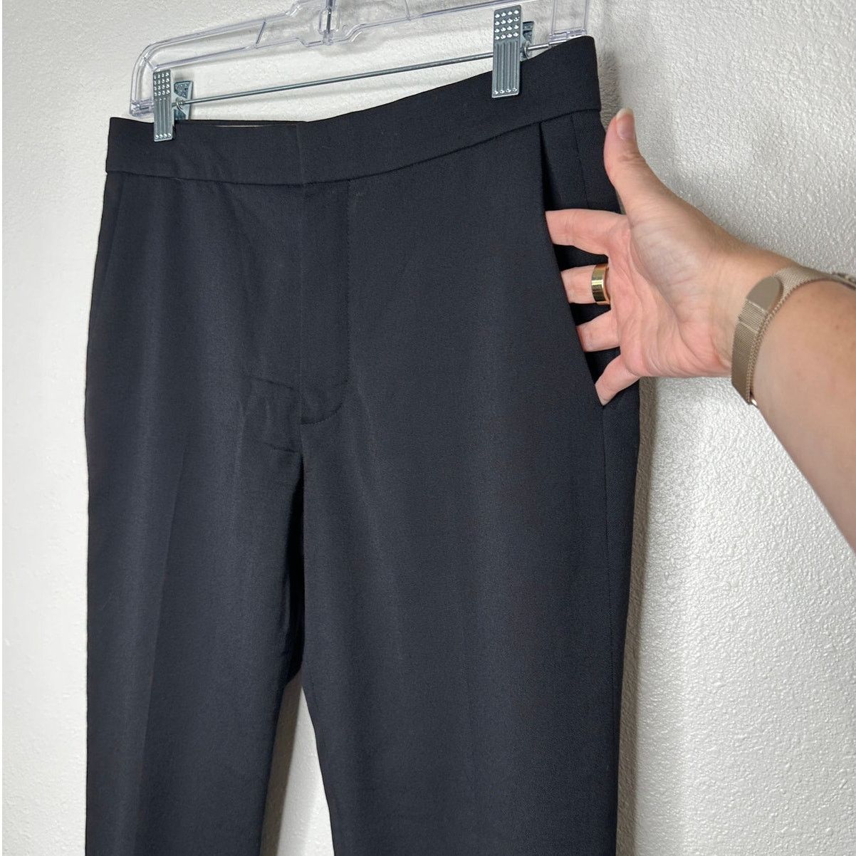 Chloe Chloe Black Wool Slacks Slash Pocket Zip Trouser Pant 36 / 4 Size 27" / US 4 / IT 40 - 4 Thumbnail