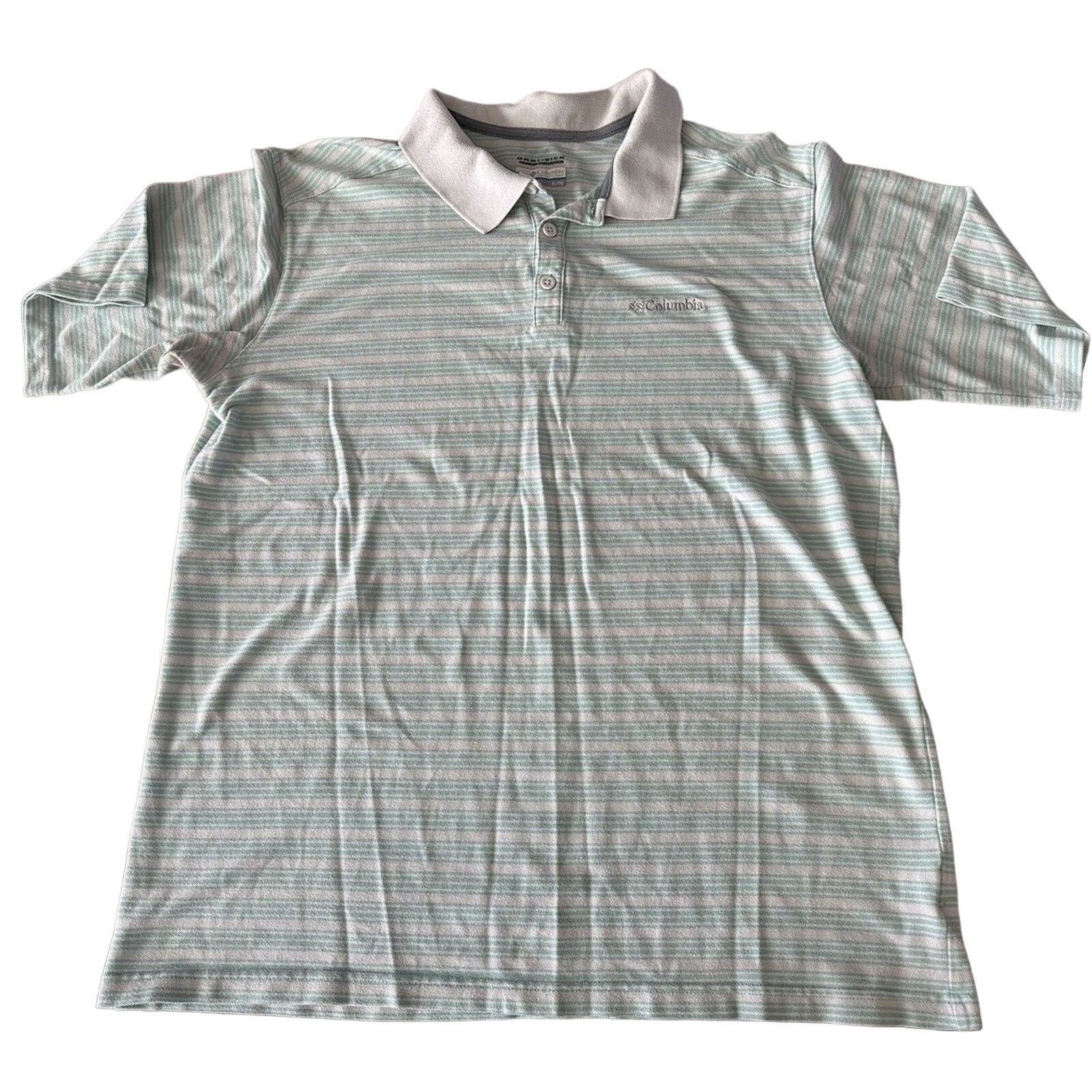 Columbia COLUMBIA Omni Wick Polo XL, White w/Teal Stripe Size US XL / EU 56 / 4 - 1 Thumbnail