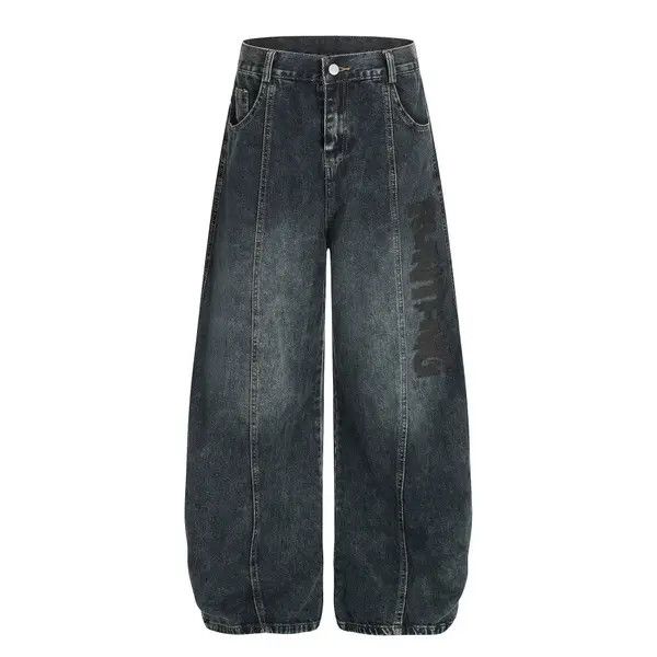 Vintage Retro punk washed men's letter print loose jeans Size US 32 / EU 48 - 1 Thumbnail