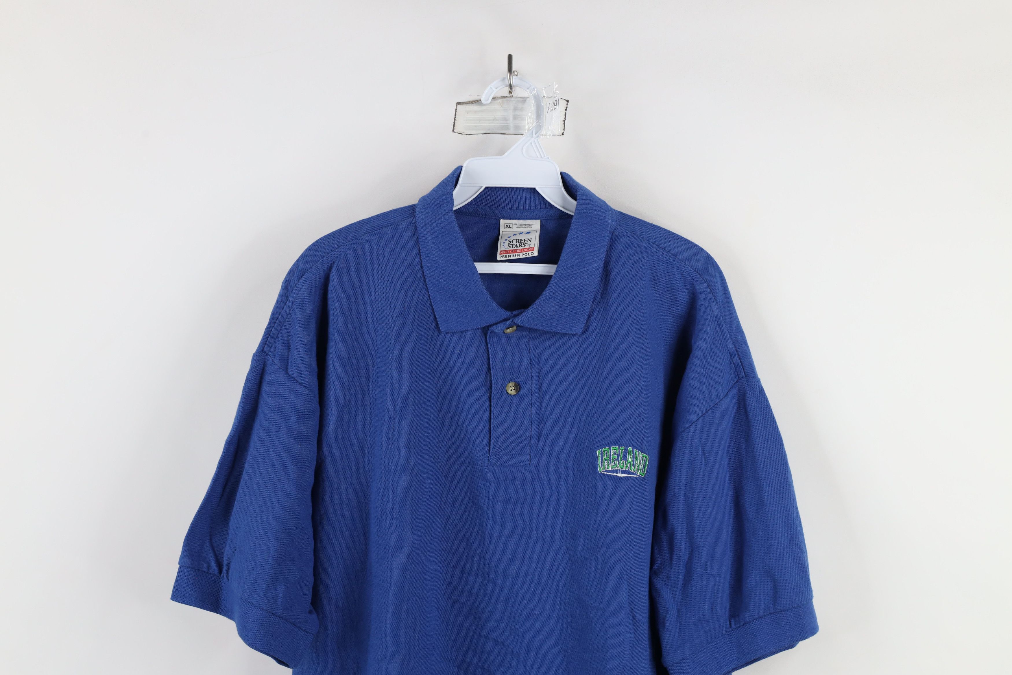 Vintage Vintage 90s Streetwear Out Ireland Collared Polo Shirt Blue Size US XL / EU 56 / 4 - 2 Thumbnail