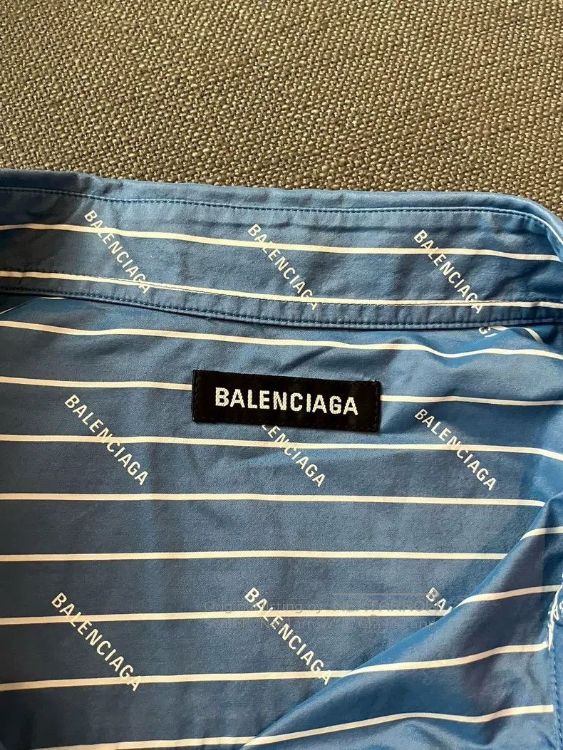 Balenciaga Balenciaga Blue striped full-print logo long-sleeve shirt, Size XS / US 0-2 / IT 36-38 - 5 Thumbnail