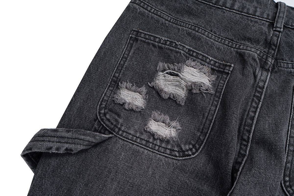 Japanese Brand high street hole distressed washed black baggy jeans Size US 35 - 6 Thumbnail