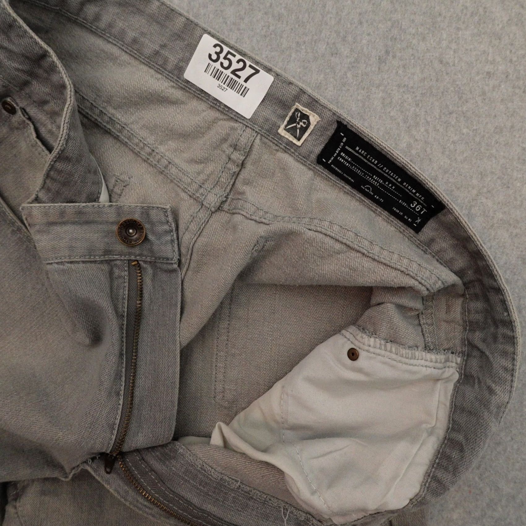 Ecko Unltd. Marc Ecko Jeans Men 36T (36X36) Regular Fit Denim Distressed Gray Cotton Straight Shirt/Jeans Size US 36 / EU 52 - 4 Thumbnail