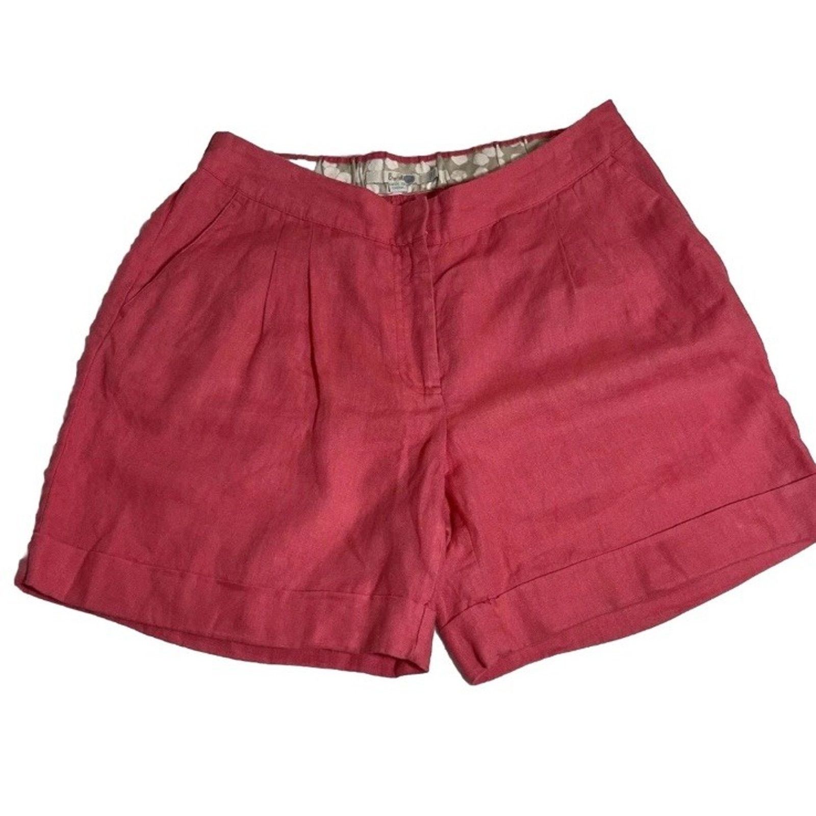 Boden Boden Sz 8 Pink Linen Pleat Front Shorts Cuffed 6” Inseam Size 30" / US 8 / IT 44 - 1 Thumbnail