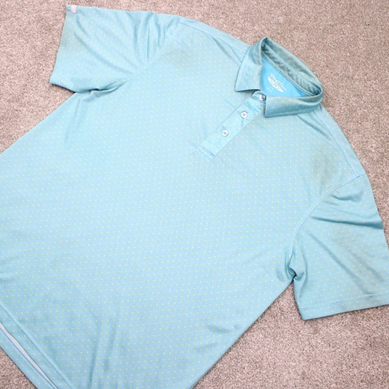Vintage Straight Down Polo Shirt Mens Large Blue/Yellow Geometric S/S Golf Stretch Size US L / EU 52-54 / 3 - 4 Thumbnail
