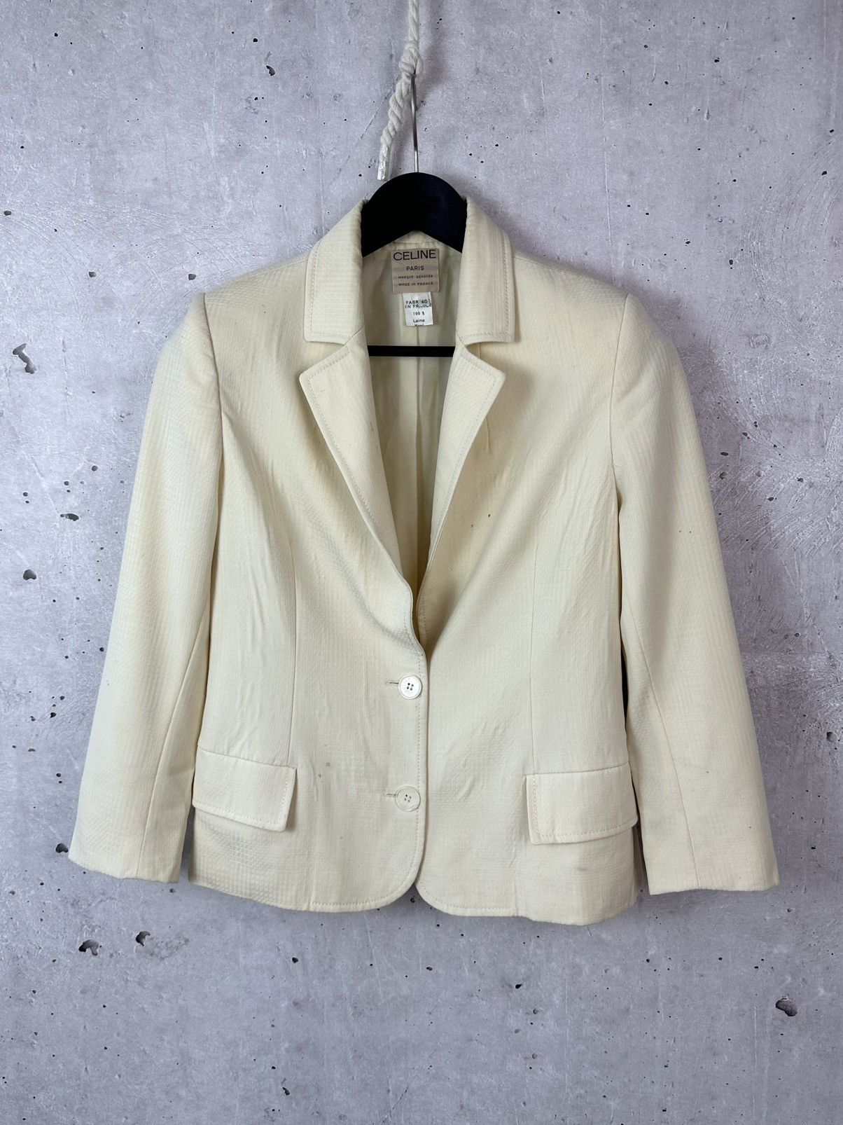Celine Vintage Celine Paris Beige Wool Women’s Blazer Jacket Size S / US 4 / IT 40 - 1 Thumbnail