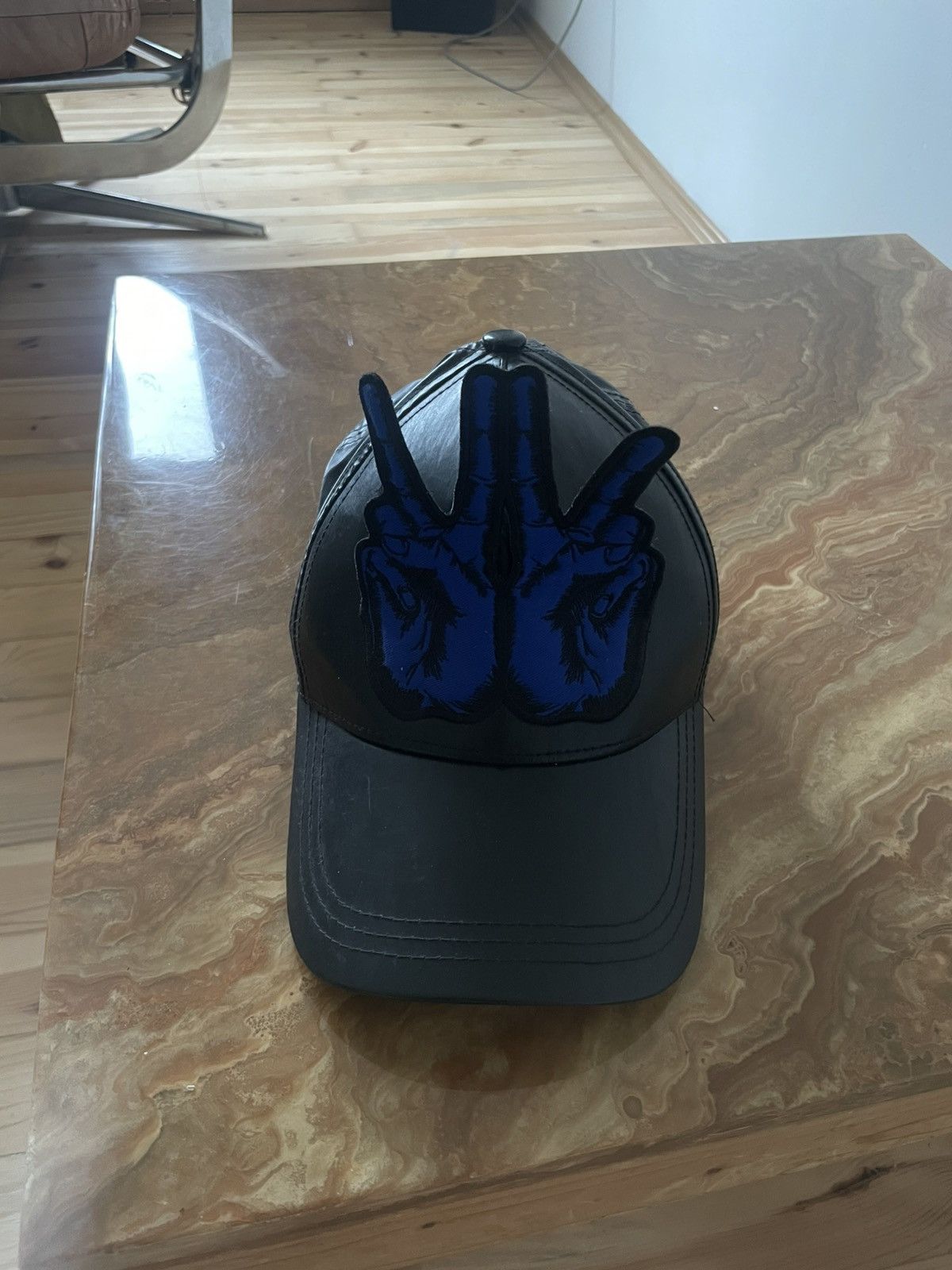 Walter Van Beirendonck Leather WAR Demand Freedom and Beauty Hat