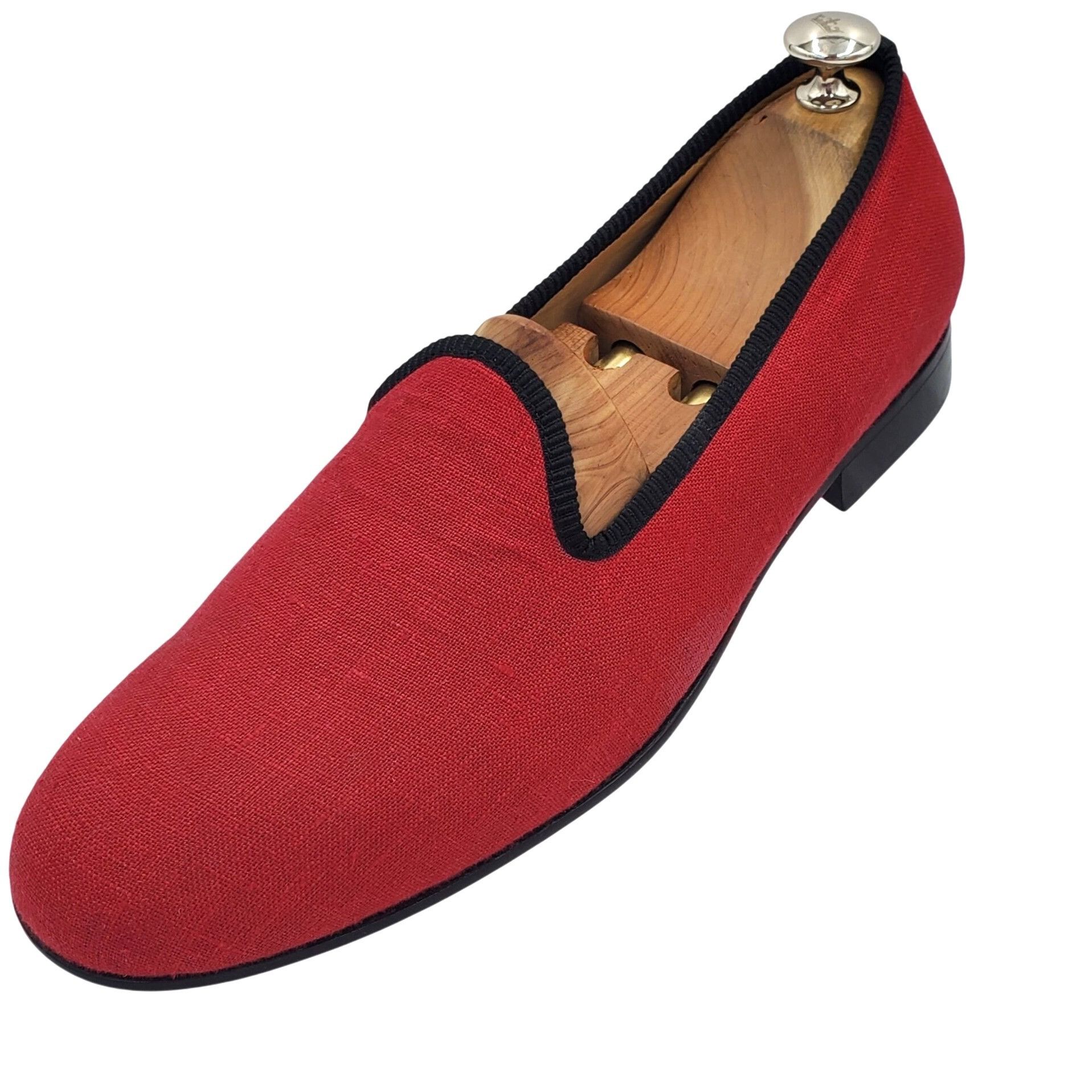 Del Toro Italy Del Toro Men's 10 Red Black Canvas Leather Slip on Loa Size US 10 / EU 43 - 6 Thumbnail