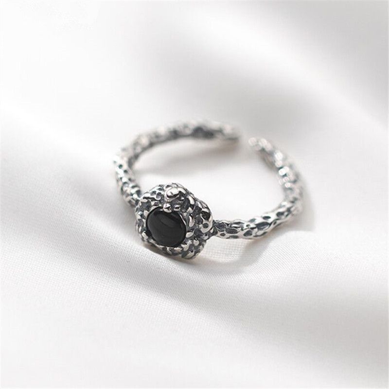 Jewelry Creative Black Stone Ring Size ONE SIZE - 1 Thumbnail