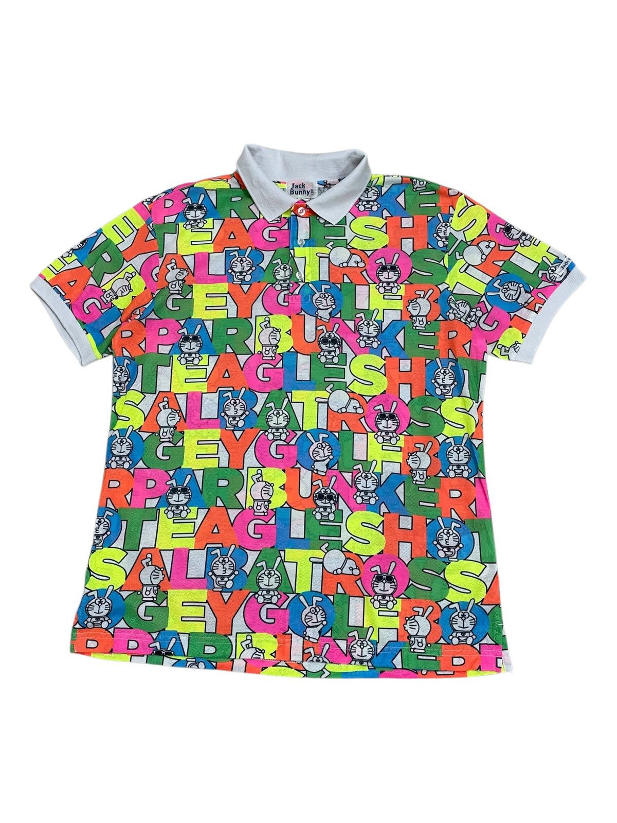 Anime × Japanese Brand × Psycho Bunny Jack Bunny Doraemon Polo Fullprint Wording Colorful Size US L / EU 52-54 / 3 - 1 Thumbnail