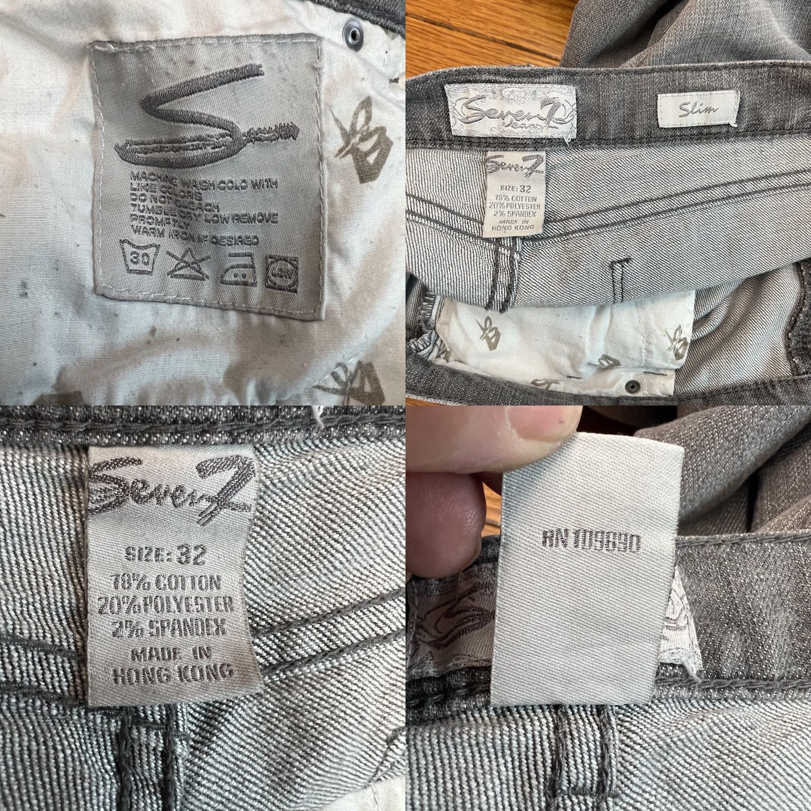 7 For All Mankind 7 For All Mankind Embroidered Slim Straight Jeans Women Size 32 Gray 32X34 Designer Size 24" / US 00 / IT 34 - 8 Thumbnail