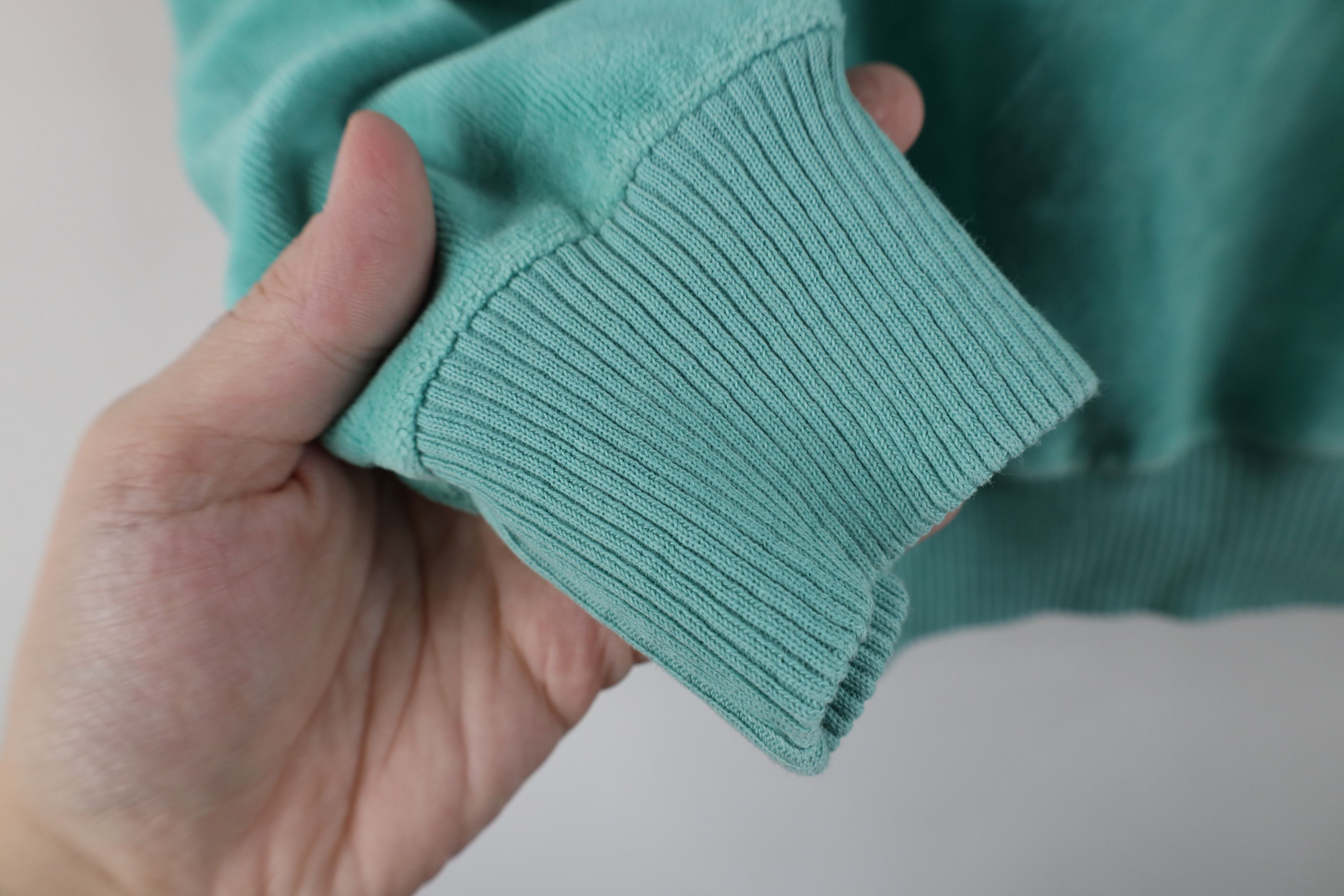 Vintage Vintage 70s Streetwear Blank Velour Sweater Teal USA Size L / US 10 / IT 46 - 9 Thumbnail
